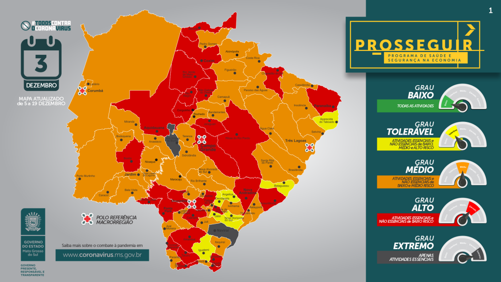 Campo Grande volta a receber classificação de risco extremo para pandemia  com a bandeira cinza do programa Prosseguir, Mato Grosso do Sul